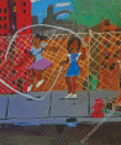 Black Children Jumping Rope Art Diamond Painting