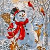 Cheerful Snowman With Animals Diamond Painting