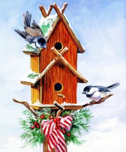 Christmas Birdhouse Laurie Snow Hein Diamond Painting