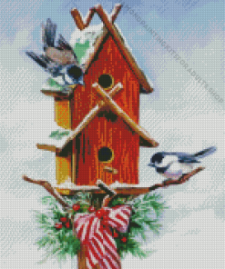 Christmas Birdhouse Laurie Snow Hein Diamond Painting