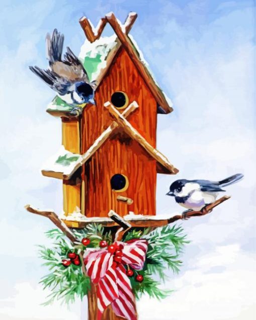 Christmas Birdhouse Laurie Snow Hein Diamond Painting