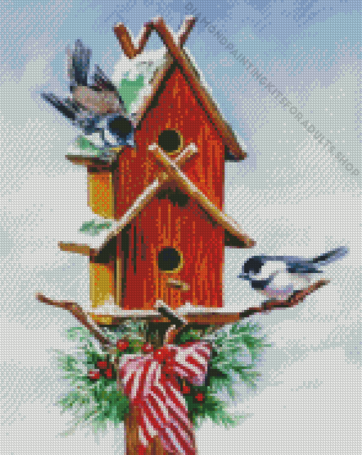 Christmas Birdhouse Laurie Snow Hein Diamond Painting