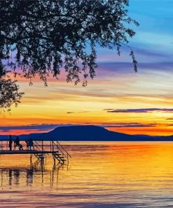 Colorful Sunset at Lake Balaton Diamond Painting