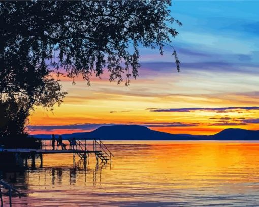 Colorful Sunset at Lake Balaton Diamond Painting