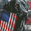 Cool Black Lab With Flag Diamond Painting