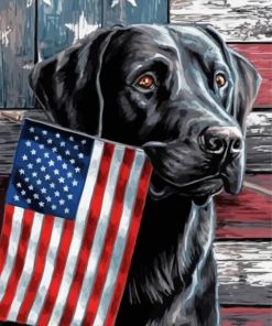 Cool Black Lab With Flag Diamond Painting