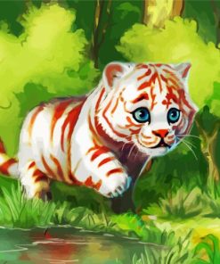 Cute White Tiger Cub Diamond Painting