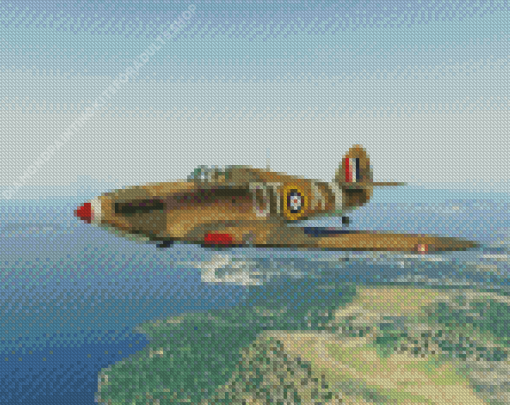 Flying Hurricane Plane Fighter Diamond Painting