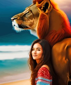 Girl And Lion Diamond Painting