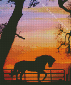 Horse Silhouette Sunset Diamond Painting