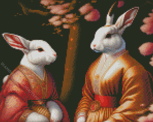 Japanese Bunnies Diamond Painting