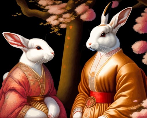 Japanese Bunnies Diamond Painting