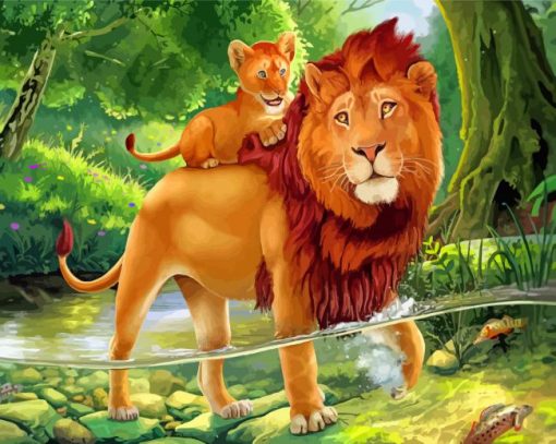 Lion And Cub Diamond Painting