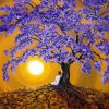 Lonely Woman Under Jacaranda Tree Diamond Painting