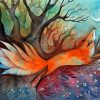 Nine Tailed Fox Watercolor Diamond Painting