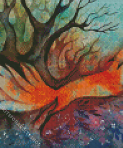 Nine Tailed Fox Watercolor Diamond Painting