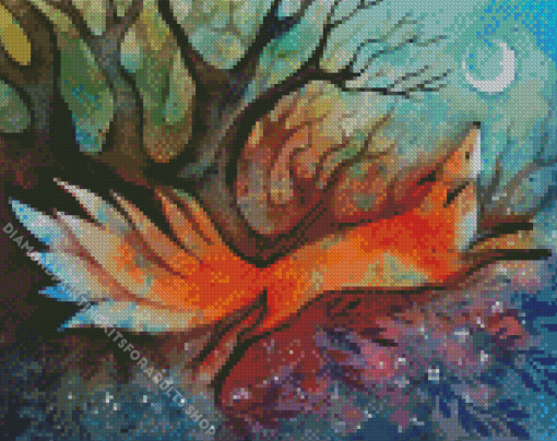 Nine Tailed Fox Watercolor Diamond Painting