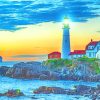 Portland Head Lighthouse Sunset Diamond Painting