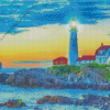 Portland Head Lighthouse Sunset Diamond Painting