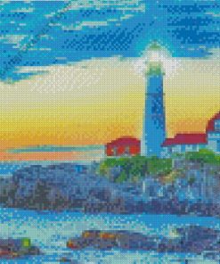 Portland Head Lighthouse Sunset Diamond Painting