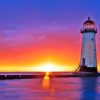 Talacre Lighthouse Sunset Scene Diamond Painting