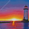 Talacre Lighthouse Sunset Scene Diamond Painting