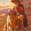 Western Old Man And Dog Diamond Painting