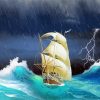 Wonderful Ship in Storms Diamond Painting