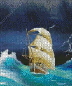 Wonderful Ship in Storms Diamond Painting