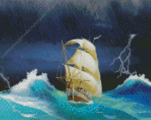 Wonderful Ship in Storms Diamond Painting