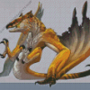 Yellow Wyvern Dragon Diamond Painting