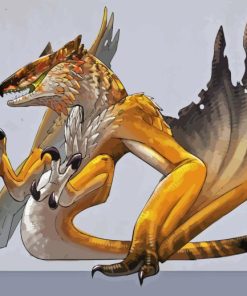 Yellow Wyvern Dragon Diamond Painting