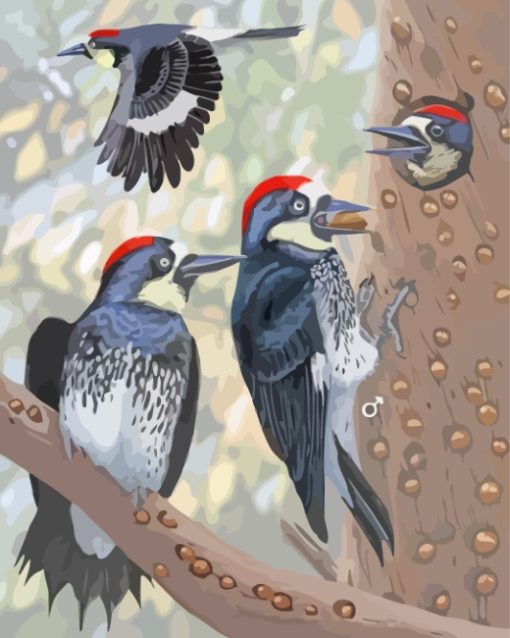 Acorn Woodpecker Bird Diamond Painting