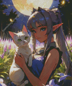 Anime Cat And Elf Diamond Painting