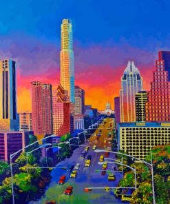 Austin Skyline At Sunset Diamond Painting