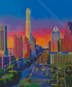 Austin Skyline At Sunset Diamond Painting