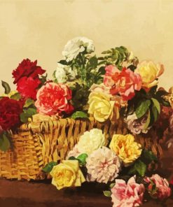 Basket of Roses by Henri Fantin Diamond Painting