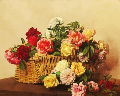 Basket of Roses by Henri Fantin Diamond Painting