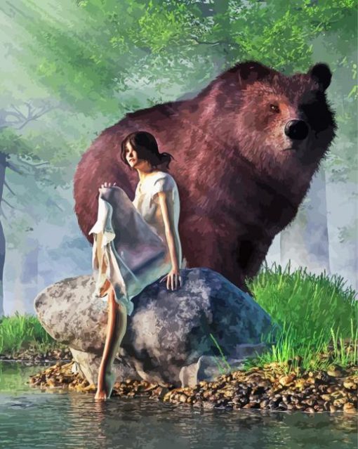 Big Bear And Girl Diamond Painting