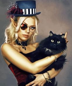 Black Cat And Elf Diamond Painting