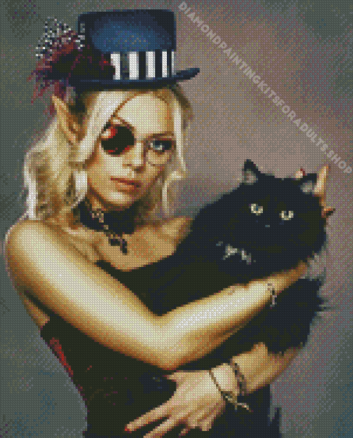 Black Cat And Elf Diamond Painting