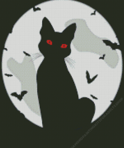 Black Cat With Red Eyes Diamond Painting