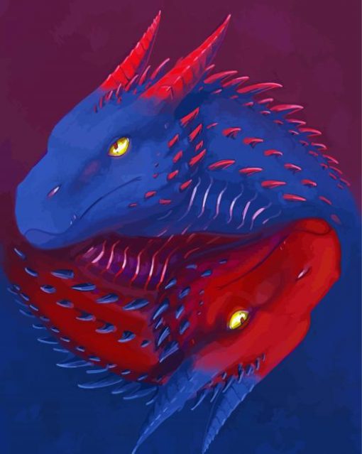 Black And Red Dragon Heads Diamond Painting