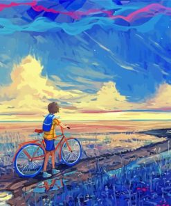 Boy With Bike Art Diamond Painting