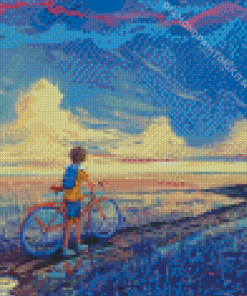 Boy With Bike Art Diamond Painting