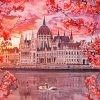 Budapest Parliament Building With Blossoms Diamond Painting