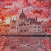 Budapest Parliament Building With Blossoms Diamond Painting