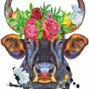 Bull With Flowers On Head Art Diamond Painting