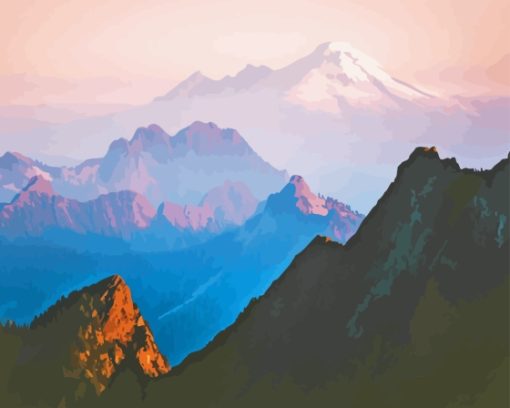 Cascade Range Landscape View Diamond Painting