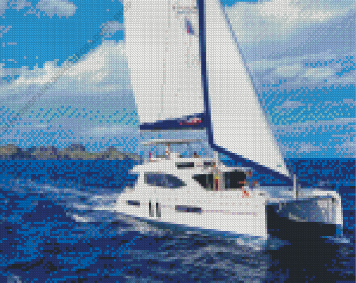 Catamaran In Sea Diamond Painting